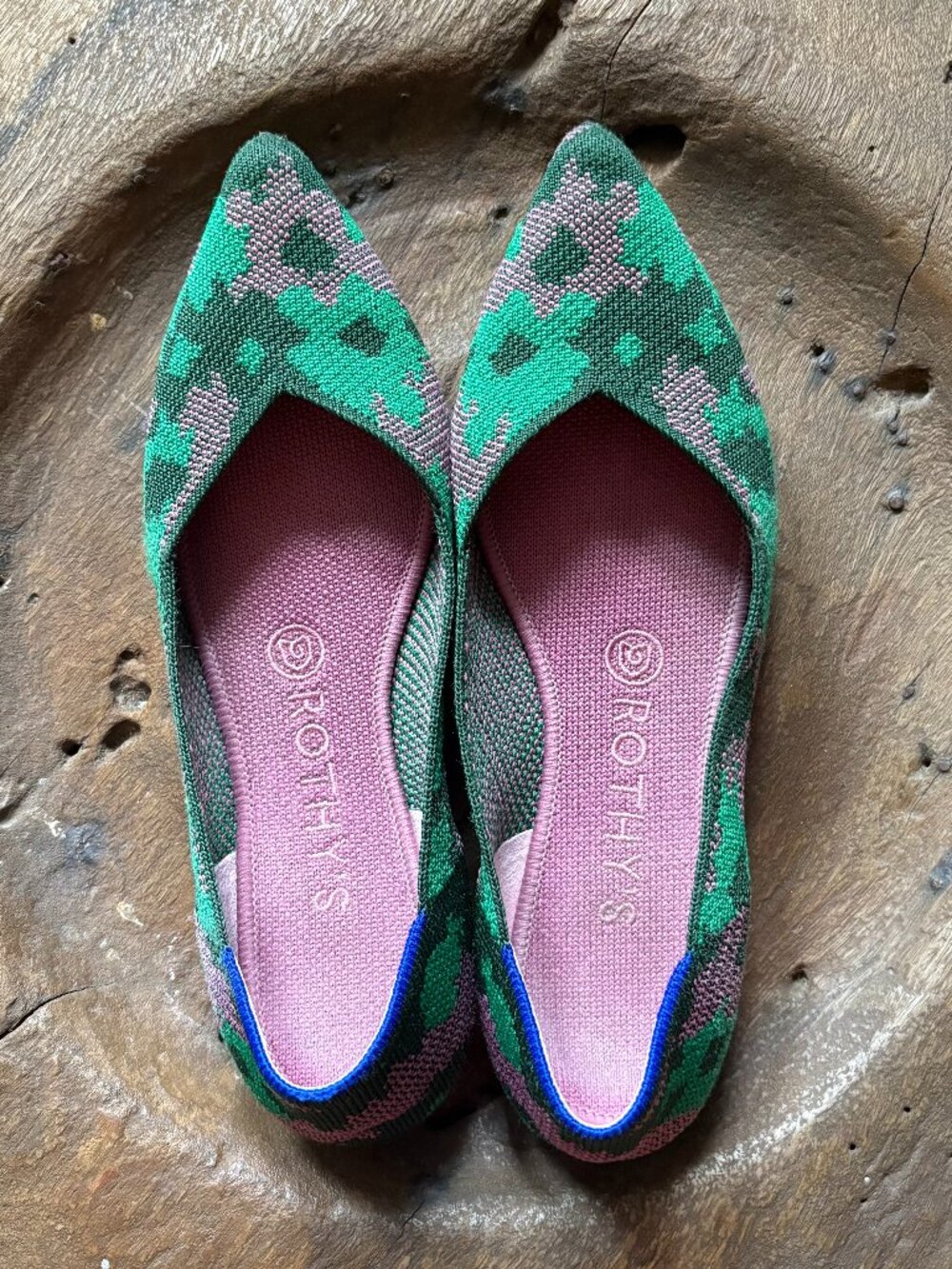 Rothy's The Point retired Botanicamo green print ballet flats women's size 7.5